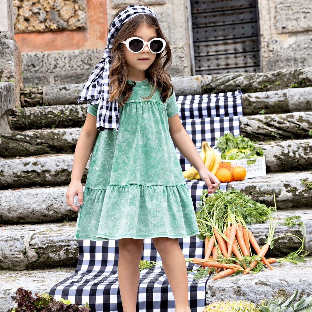 Green Wash Tiered Dress