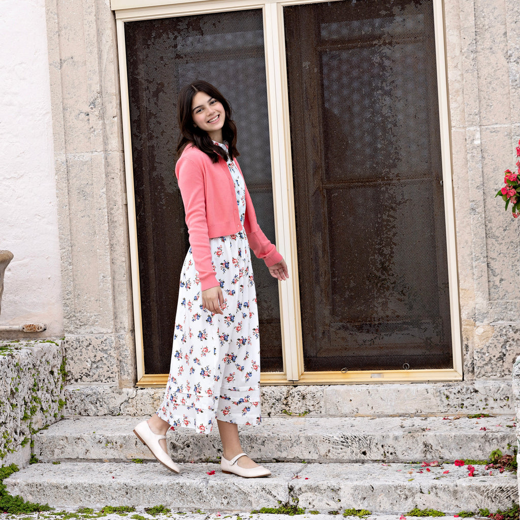 White Floral Tiered Sleeveless Dress