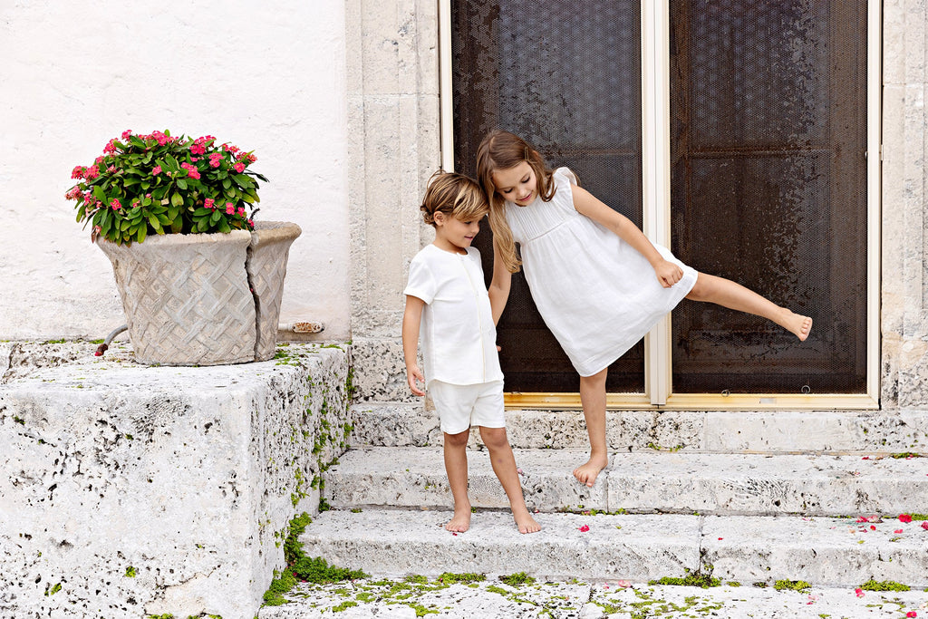 Cream Linen Dress Shorts