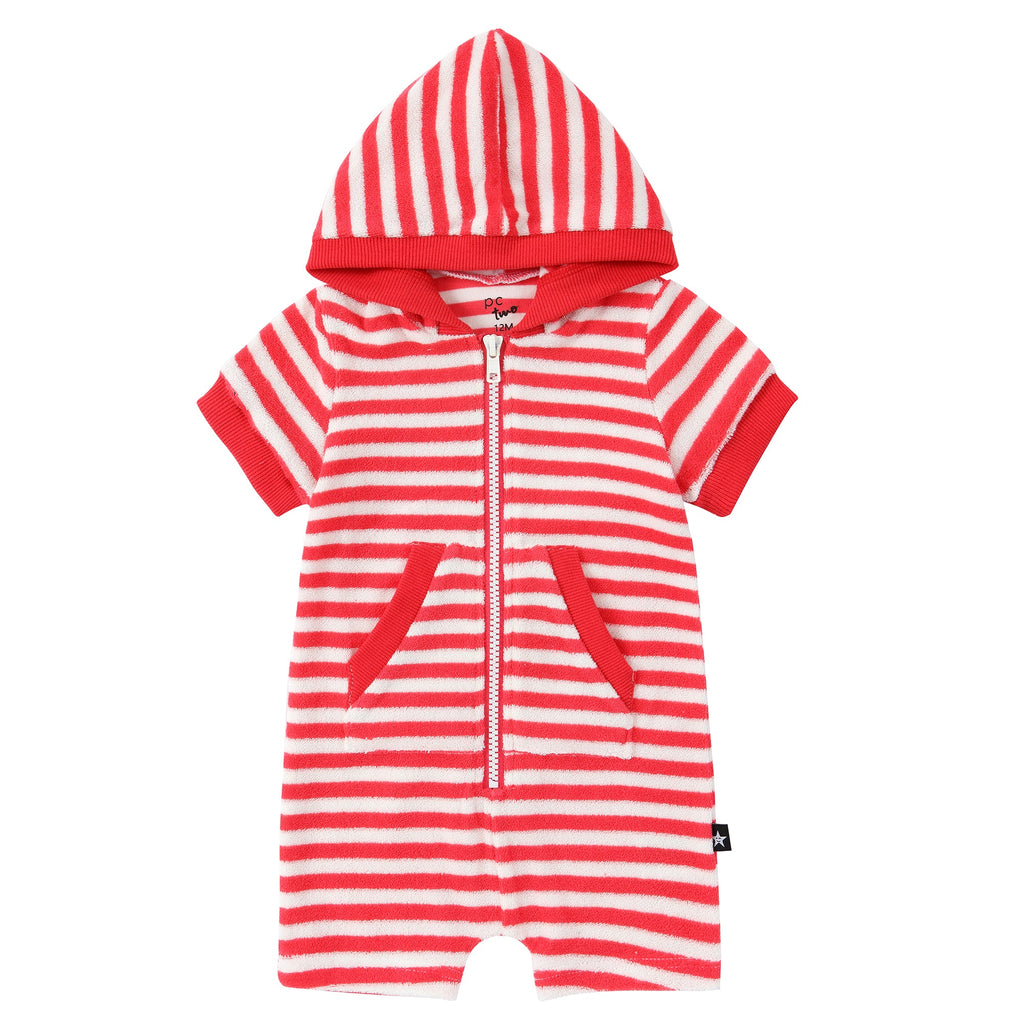 Strawberry Striped Terry Romper