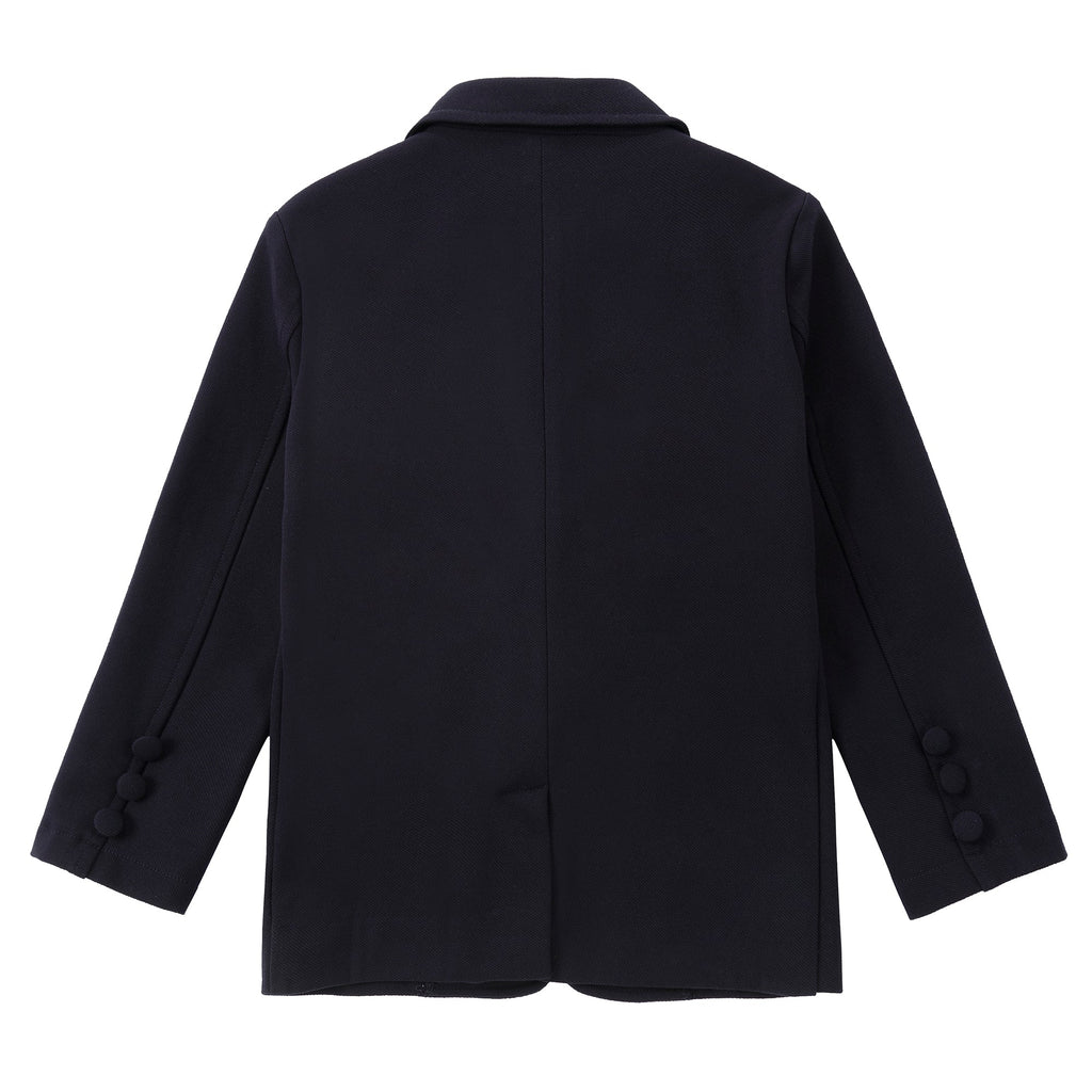 Navy Stretch Blazer with Emblem