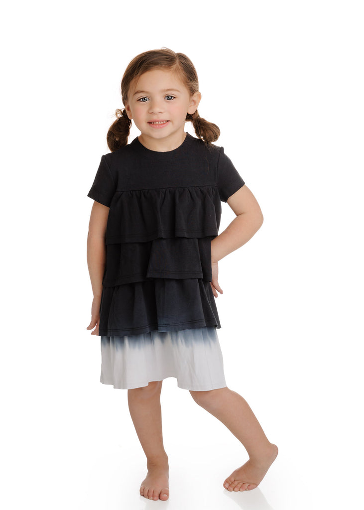 Black Dip Dye Tiered Dress