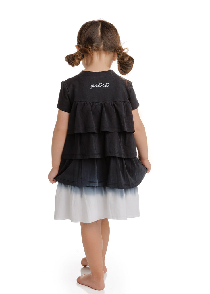 Black Dip Dye Tiered Dress