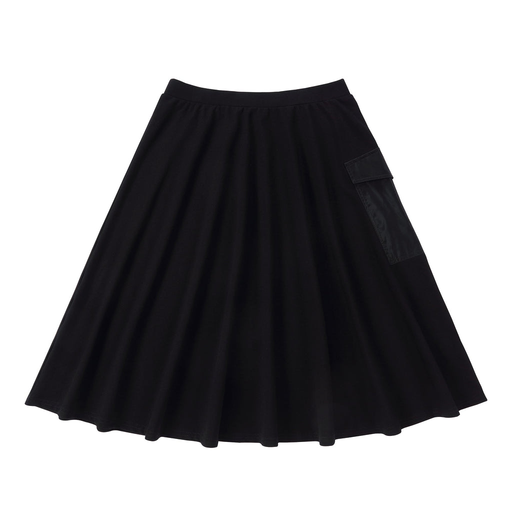 Black Circle Skirt with Nylon Pocket Detail