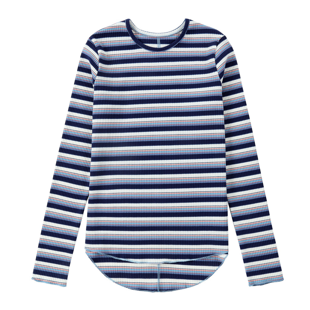 Blue, Peach and Ivory Striped T-Shirt