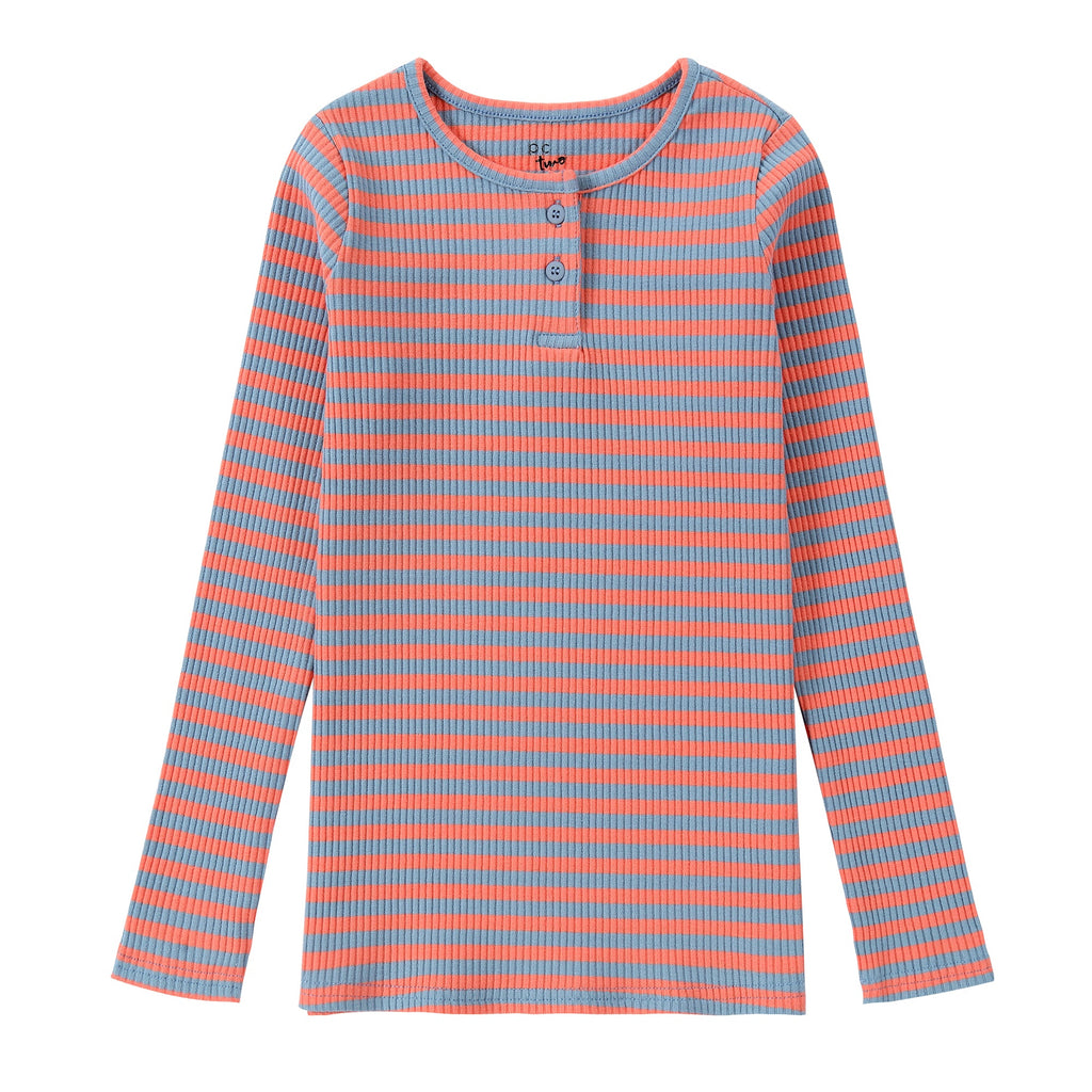 Blue and Peach Stripe Henley