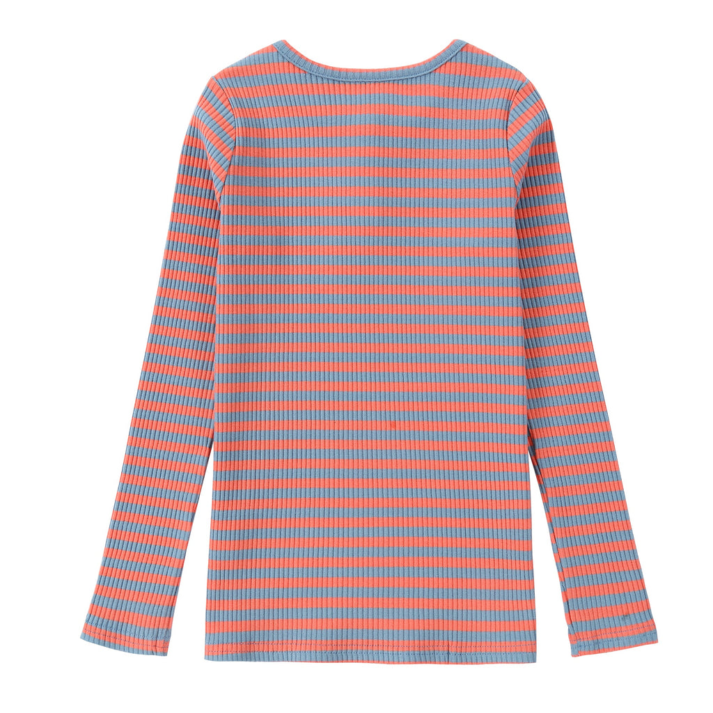 Blue and Peach Stripe Henley