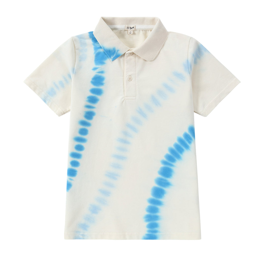 Blue Stitch Dye Short Sleeve Polo