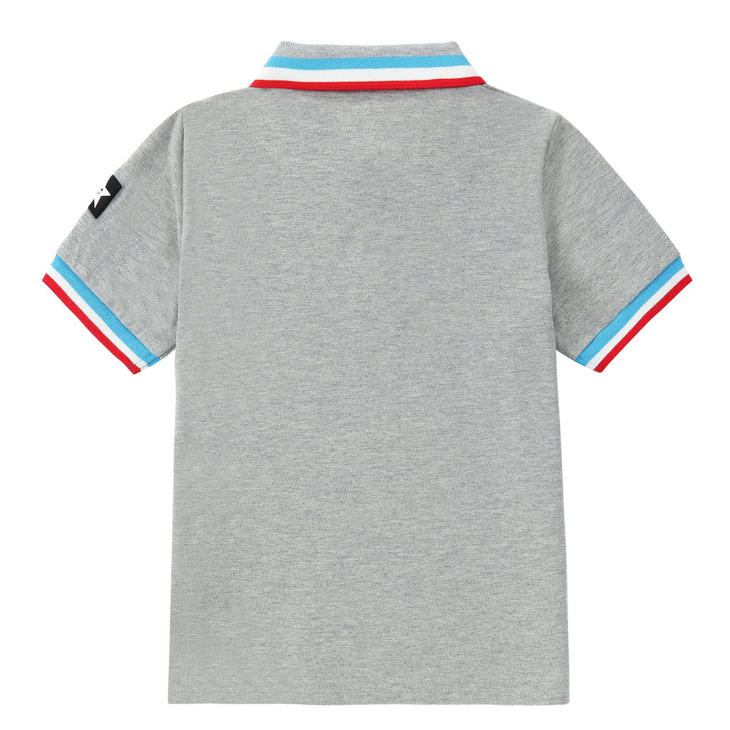 Heather Grey Short Sleeve Polo With Colorful Stripes