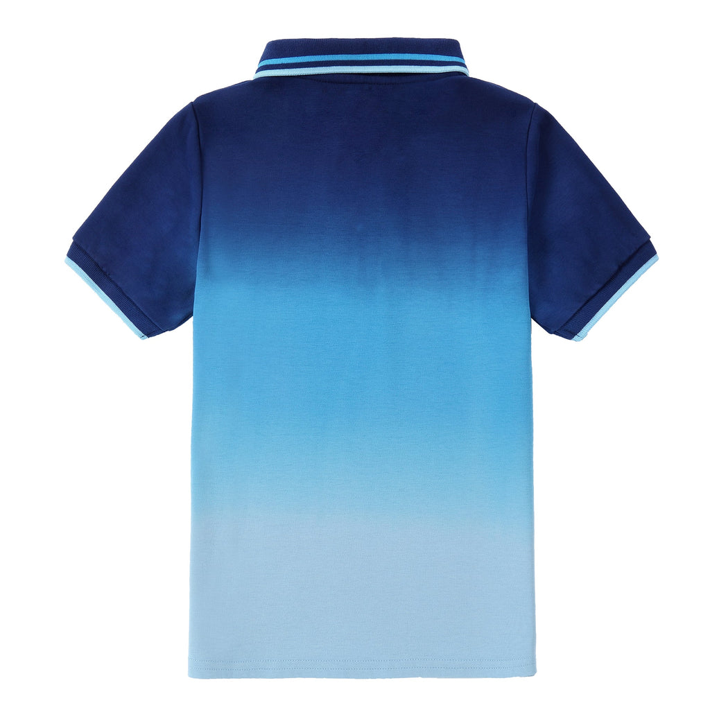 Blue Ombre Dyed Short Sleeve Polo