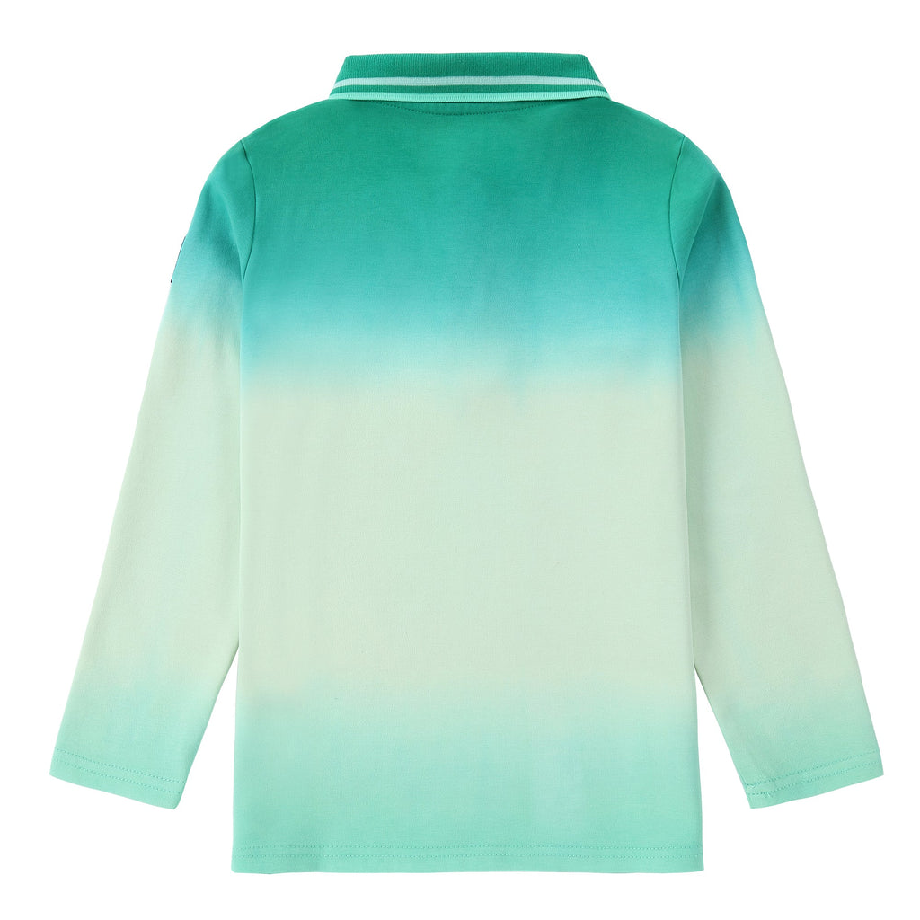 Green Ombre Dyed Long Sleeve Polo