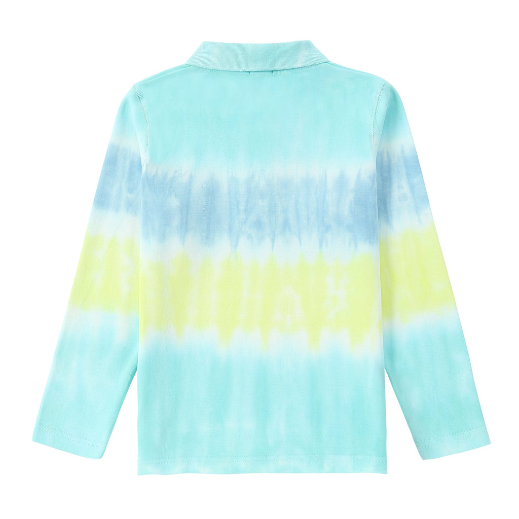 Tie Dyed Stripe Long Sleeve Polo