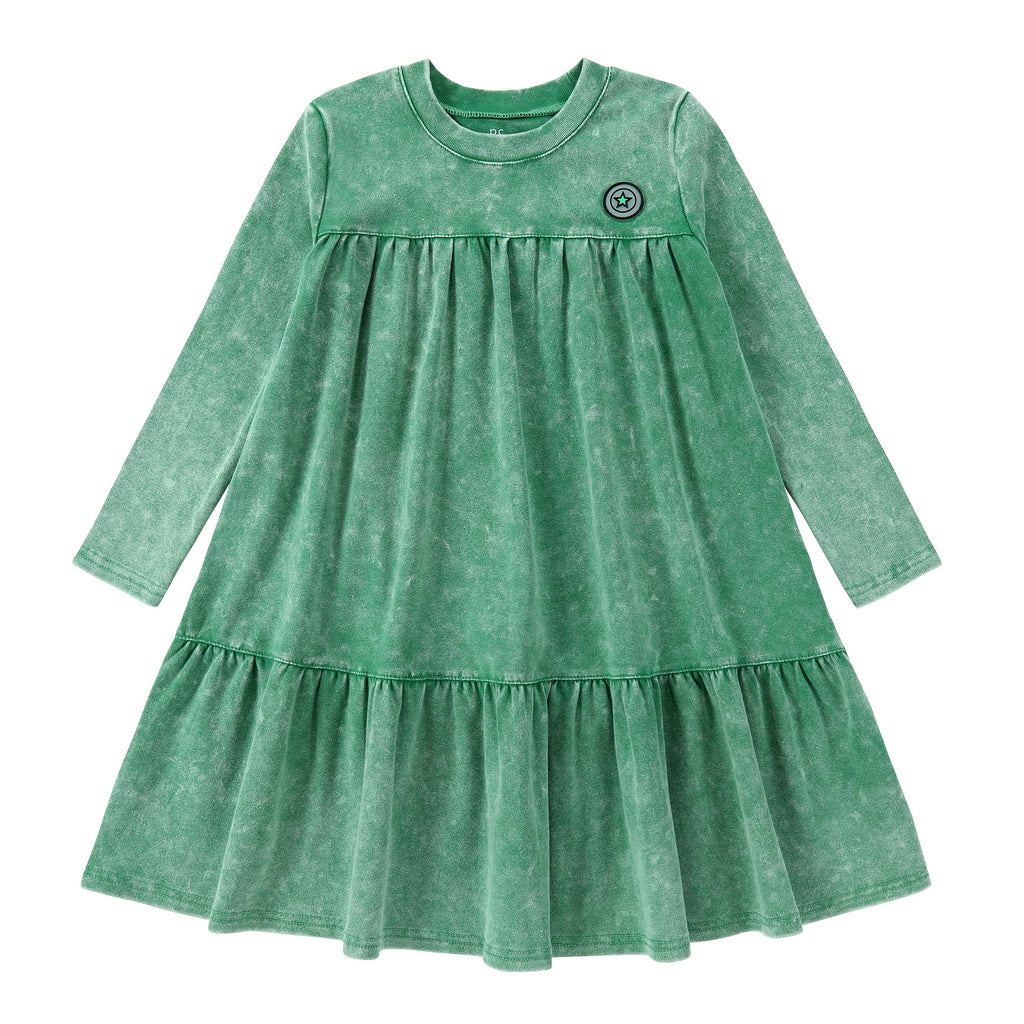 Green Wash Tiered Dress