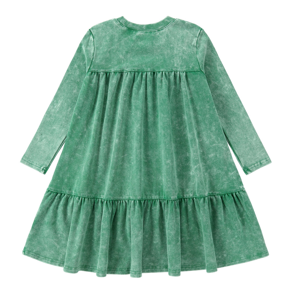 Green Wash Tiered Dress