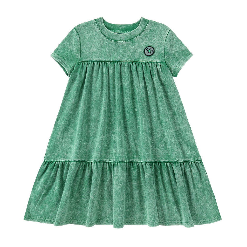 Green Wash Tiered Dress