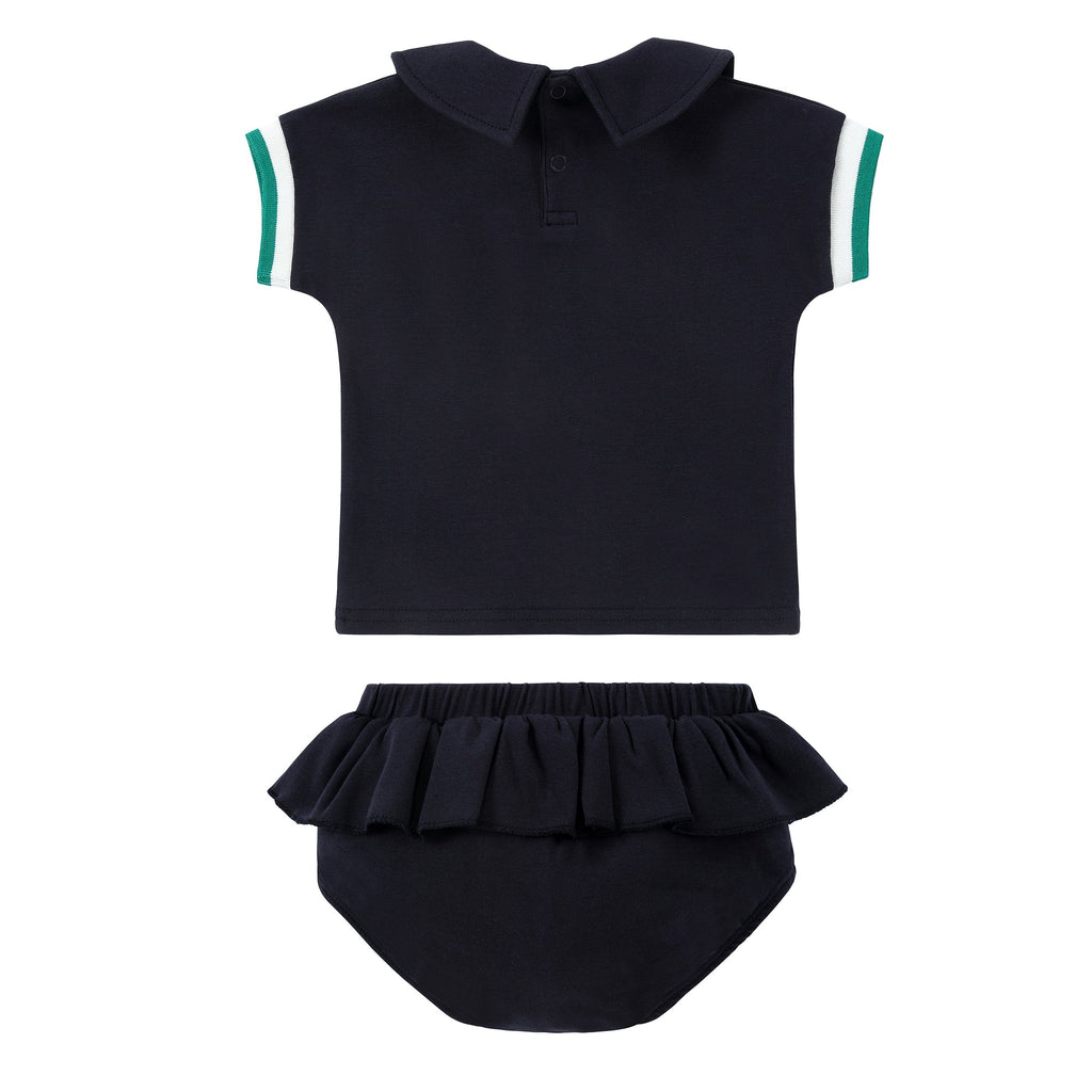 Navy Collared T-Shirt Set With Tennis Patch Set