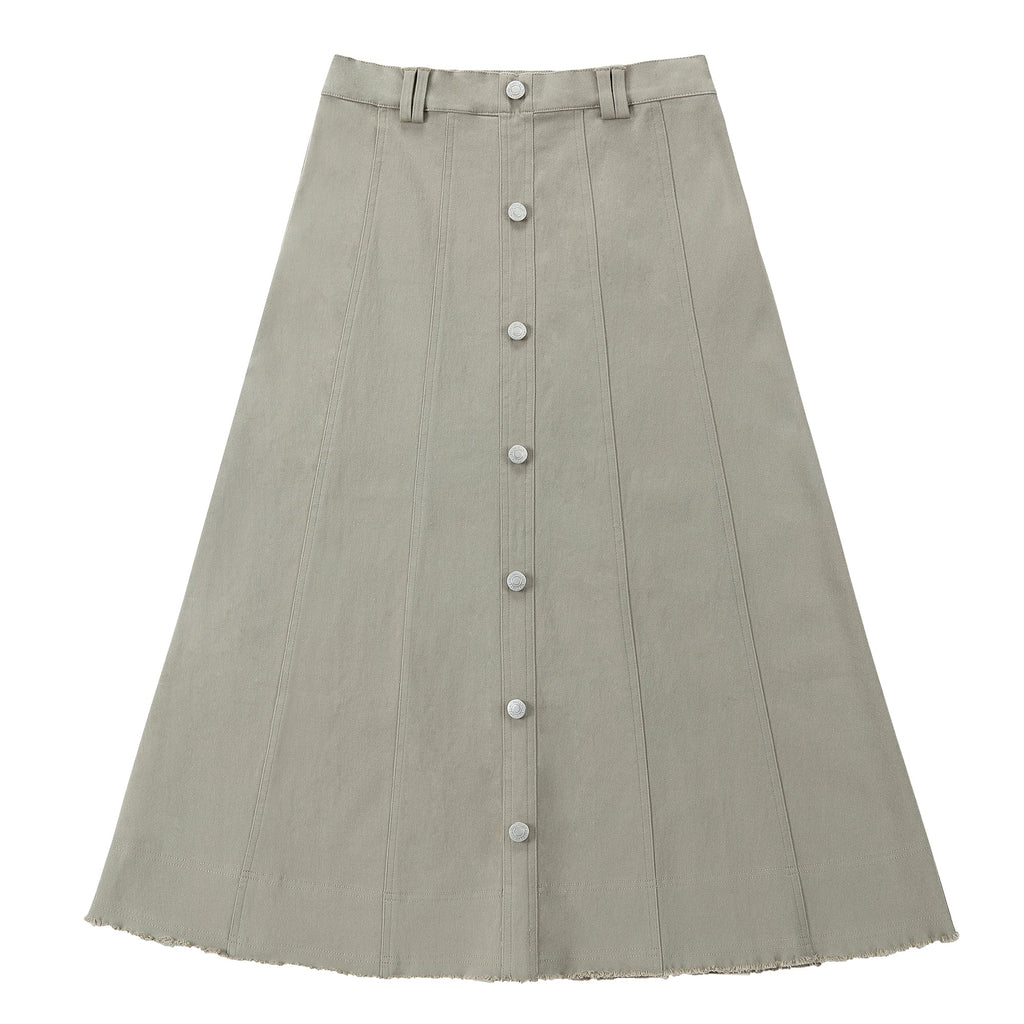 Sage Paneled Maxi Button Skirt