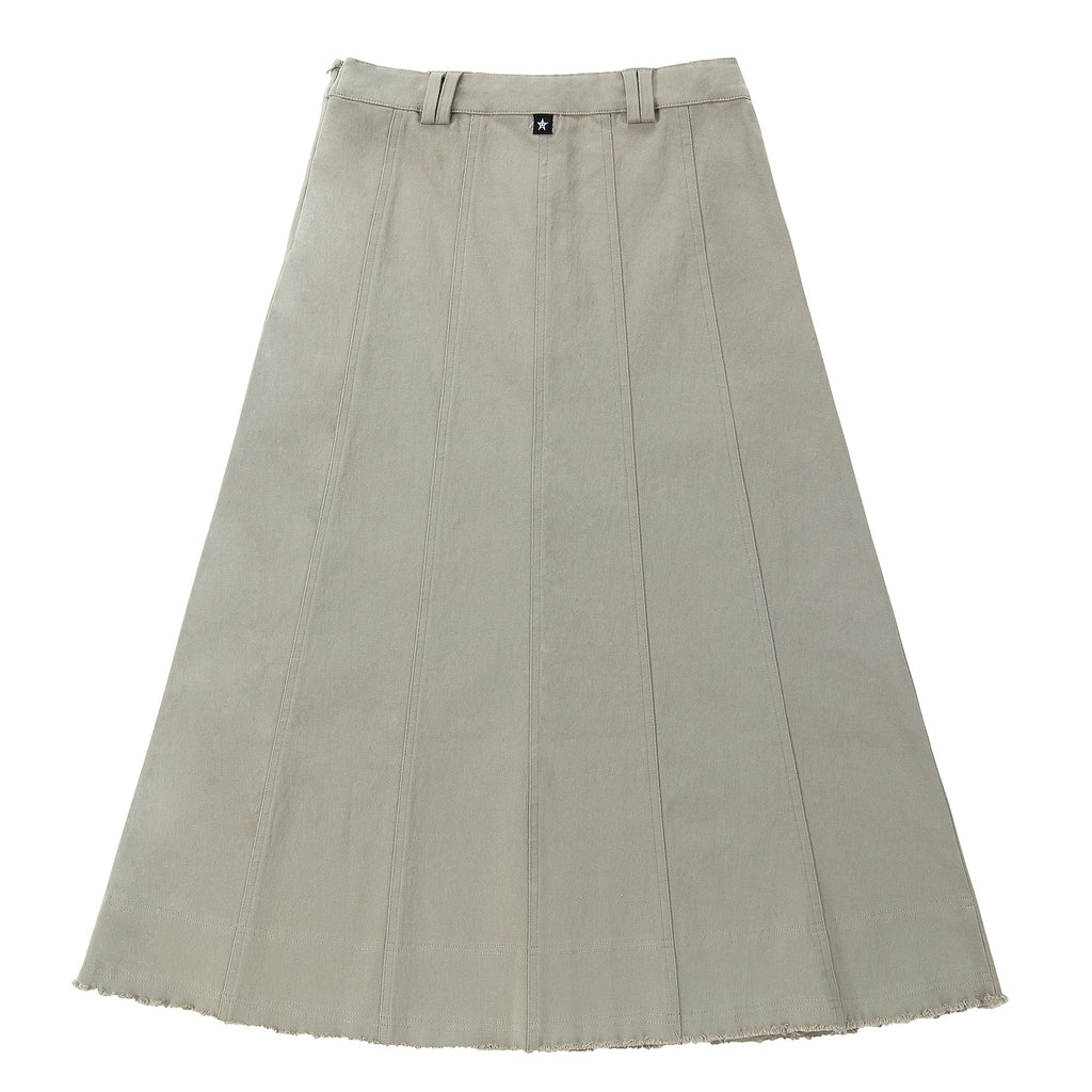 Sage Paneled Maxi Button Skirt