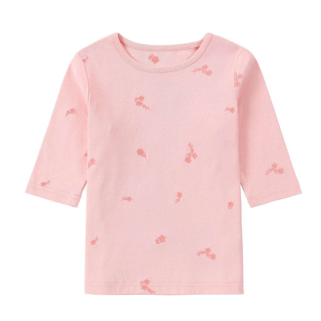 Pink Embroidered Floral T-Shirt