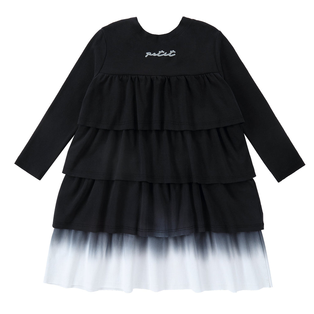 Black Dip Dye Tiered Dress