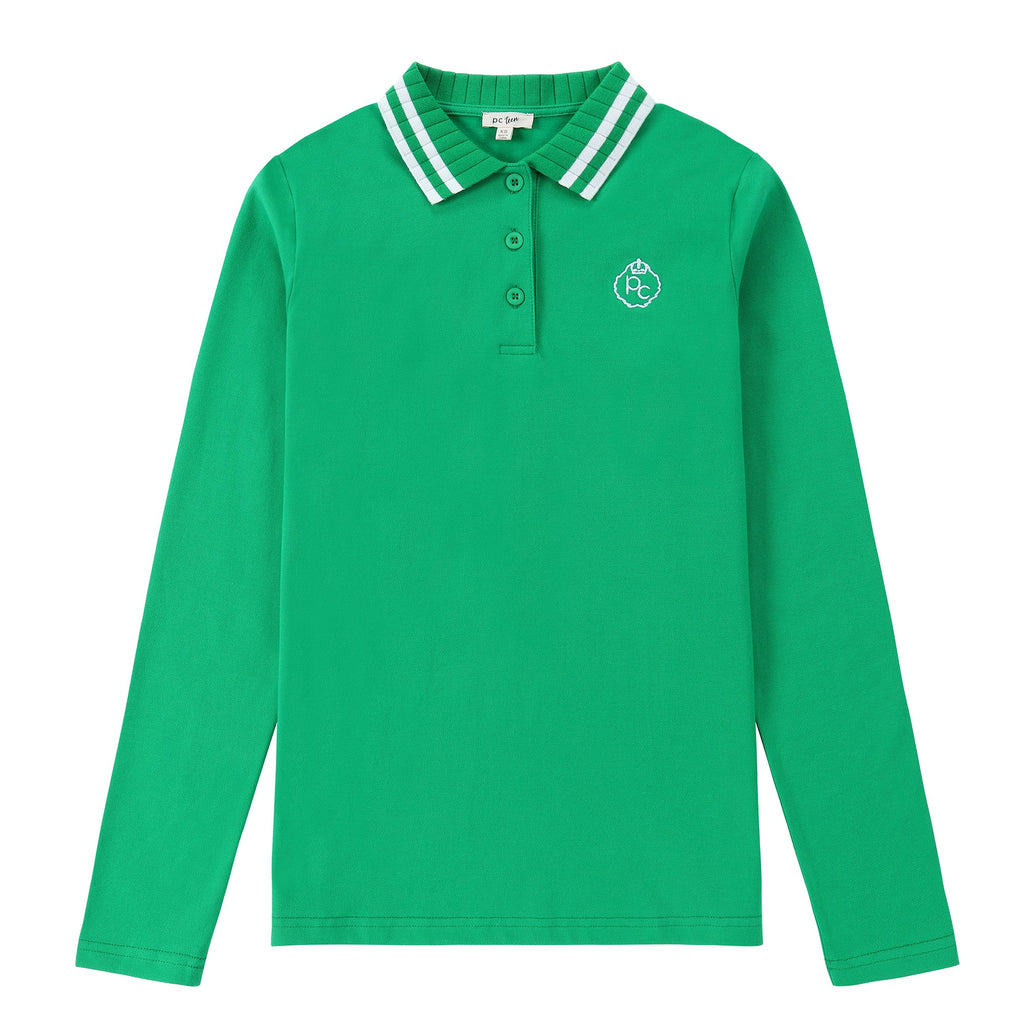 Bright Green Wide Rib Collared Polo