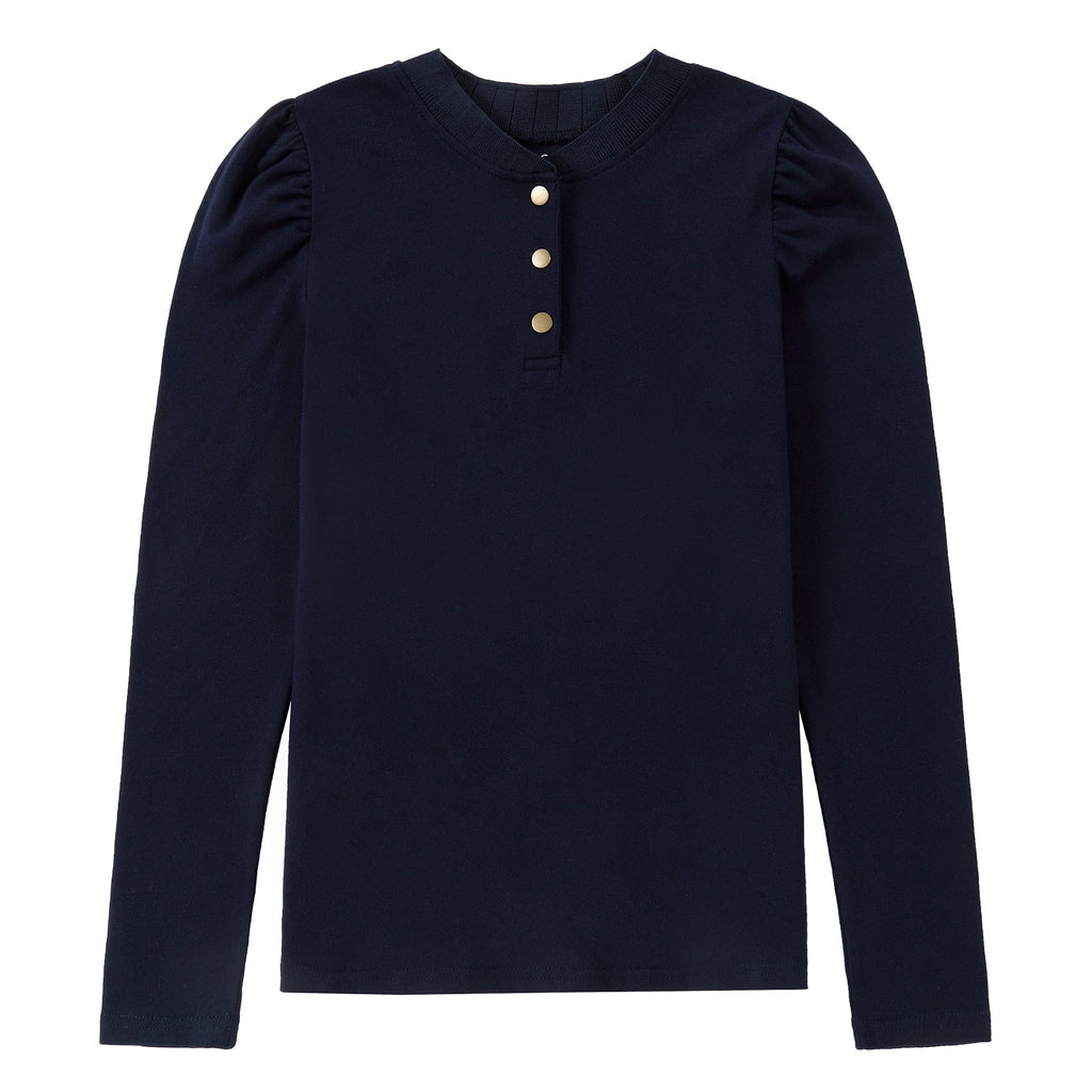 Navy Puff Sleeve Henley