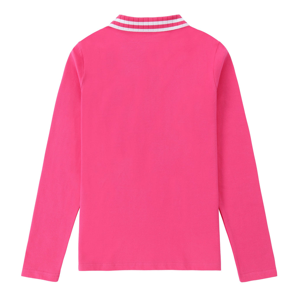 Bright Pink Wide Rib Collared Polo