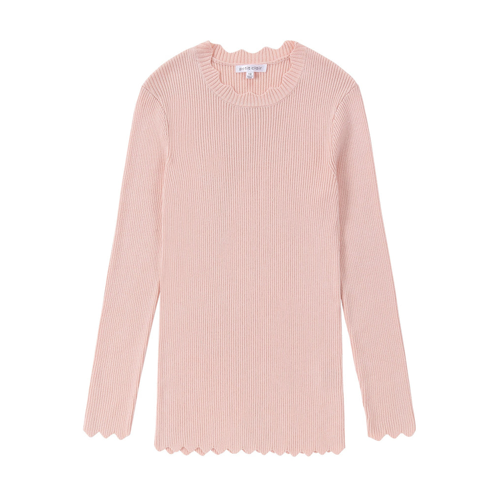 Light Pink Scalloped Edge Sweater