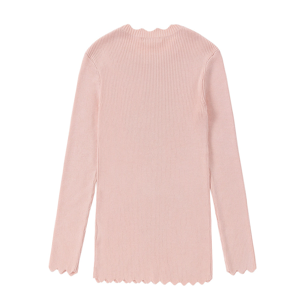 Light Pink Scalloped Edge Sweater