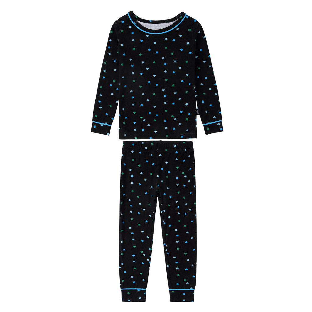 Black Colorful Polka Dot Pajama With Blue Accents