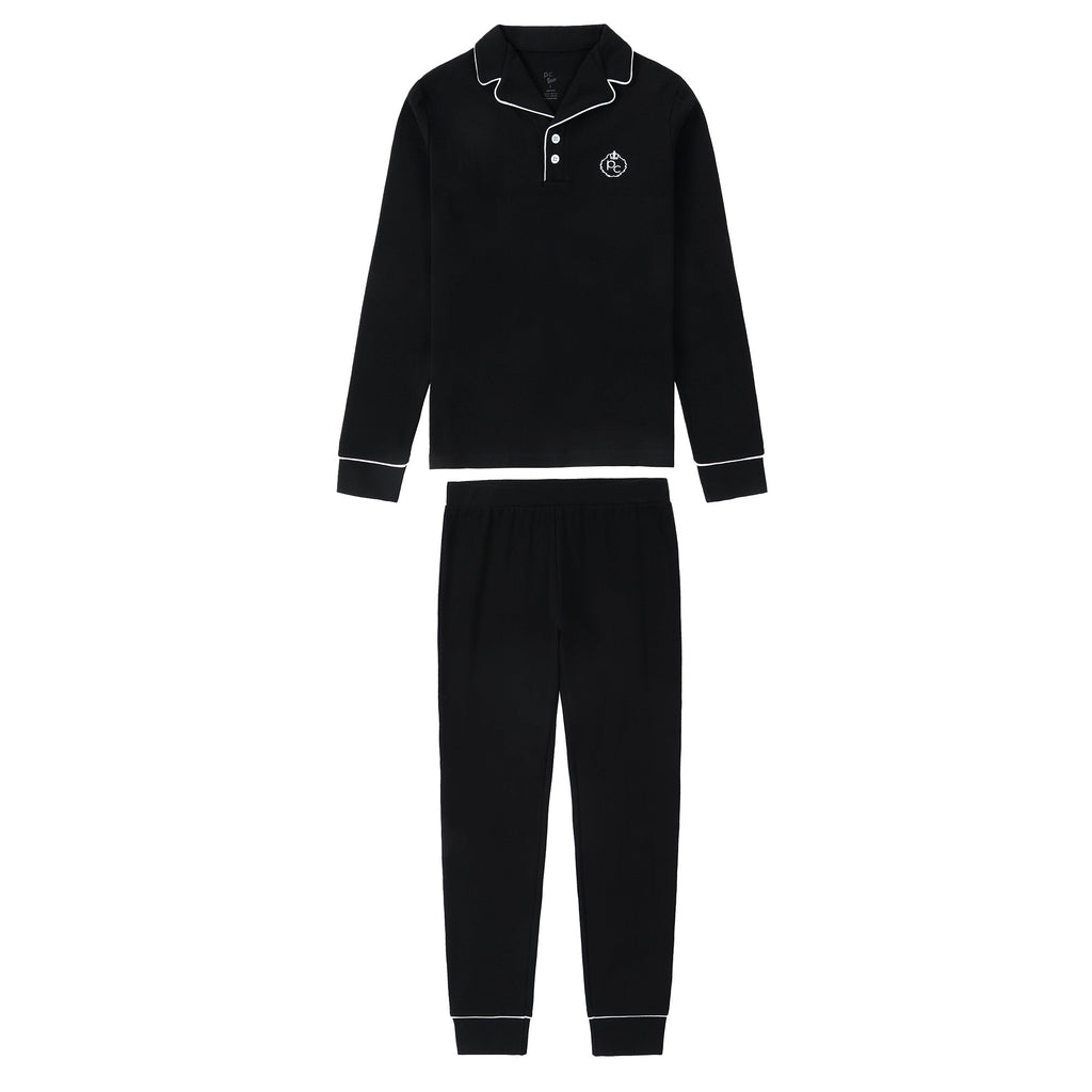 Teen Black Collar Pajama With White Accents