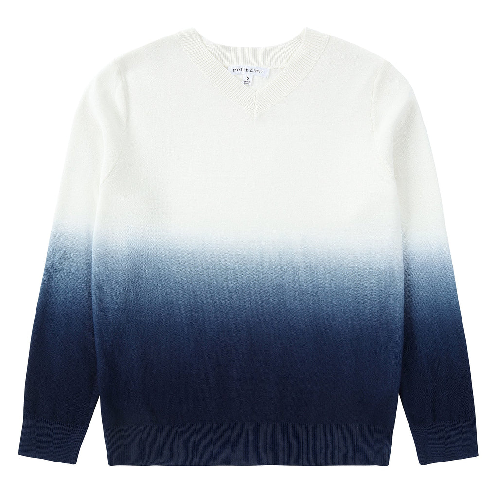 Navy Dip Dye Ombre V-Neck Sweater