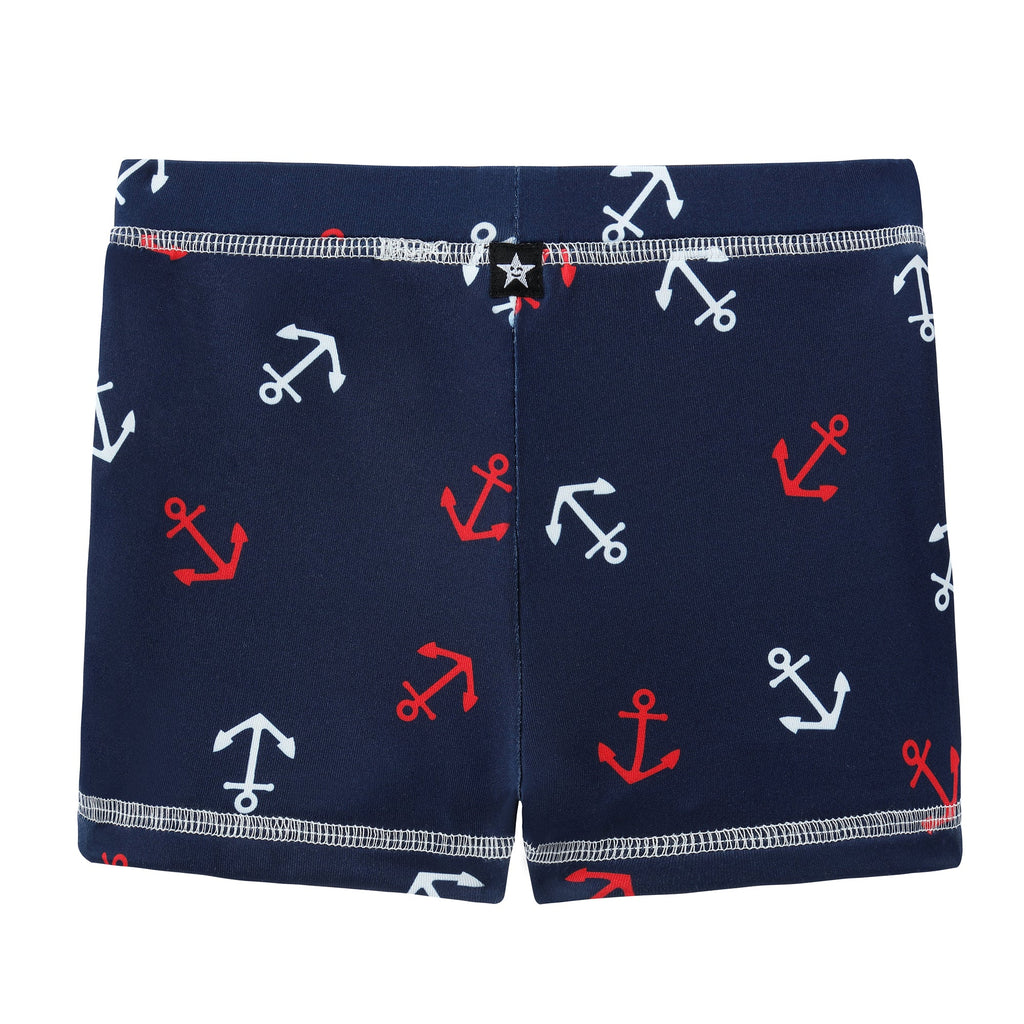 Navy Anchor Print Swim Short