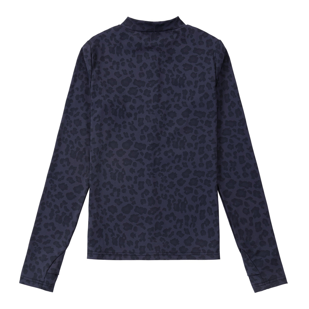 Blue Leopard Print Mock Neck