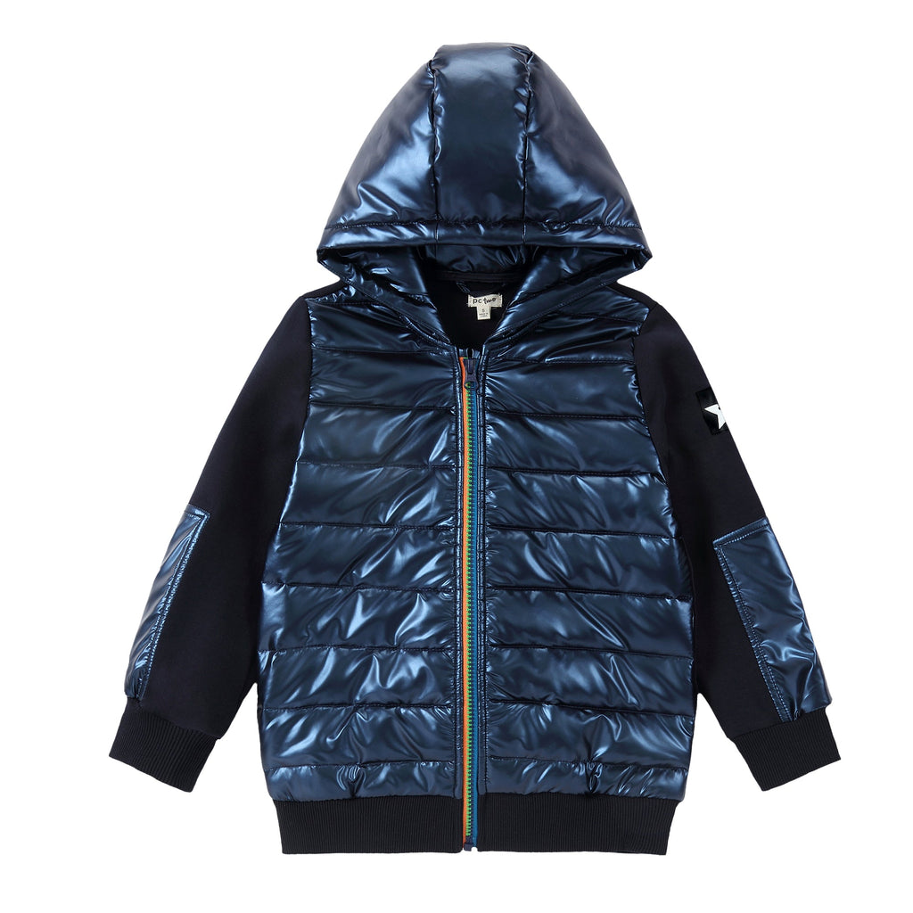 Navy Patent Puffer Jacket