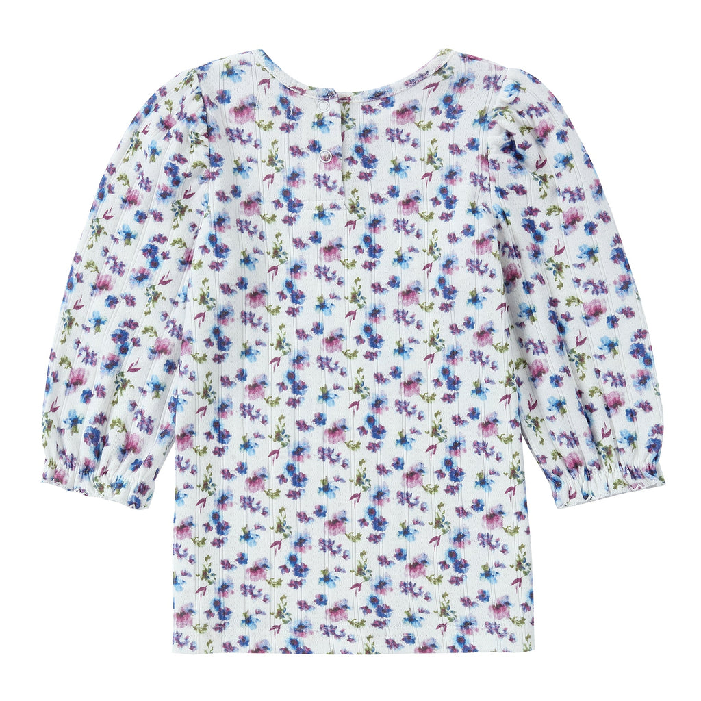 Purple Floral Puff Sleeve T-Shirt