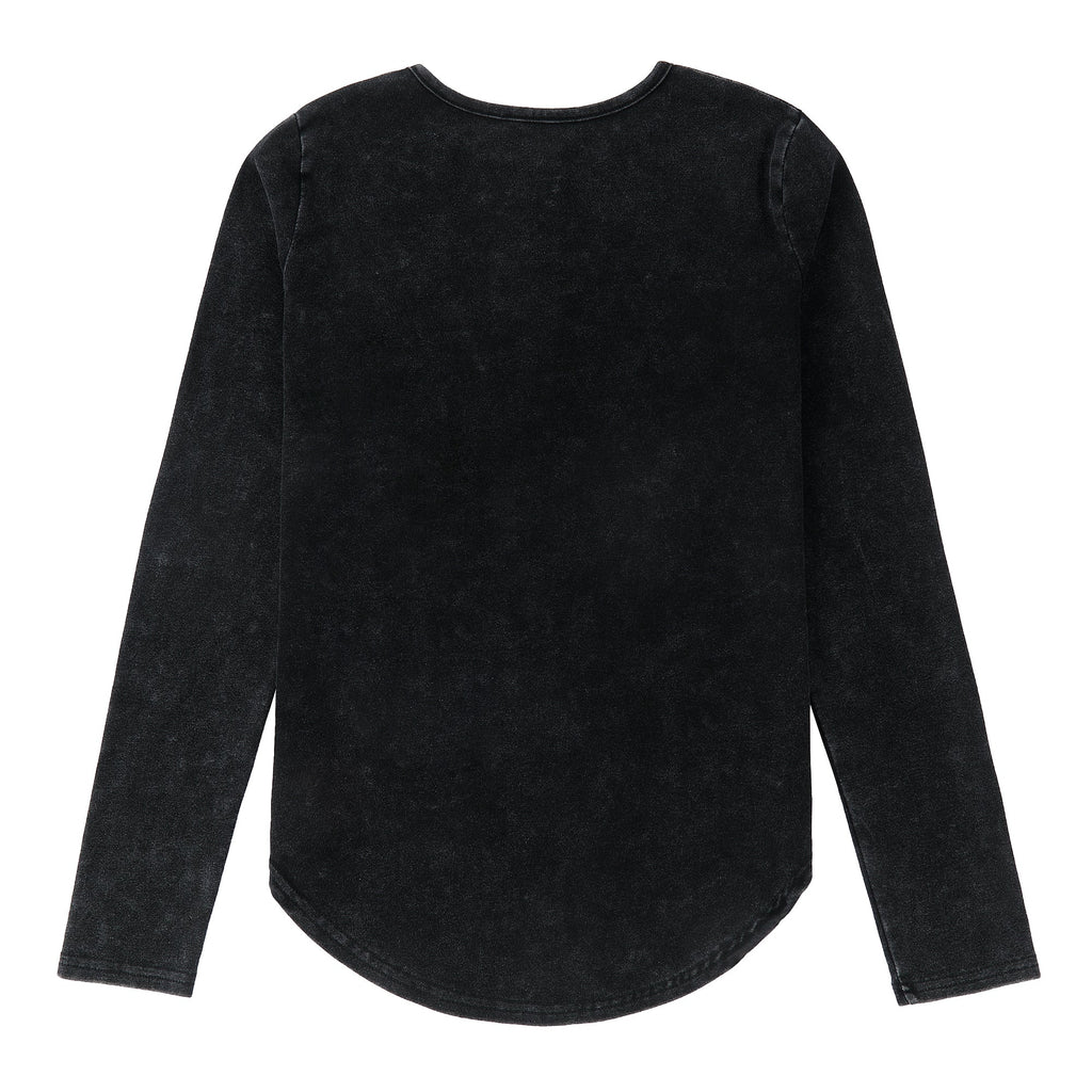 Black Stretch Denim Long Sleeve Henley