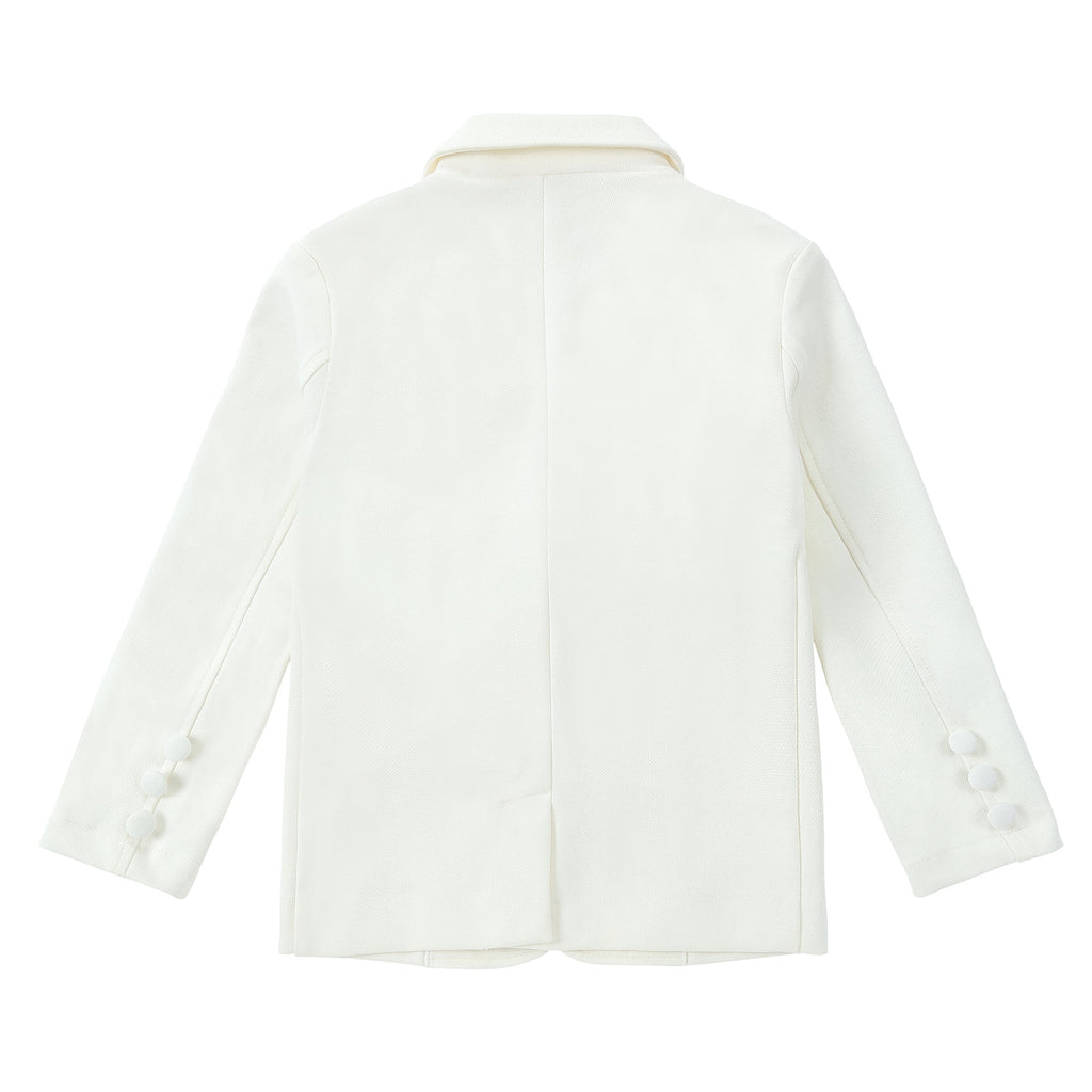 Ivory Stretch Pique Blazer With Emblem