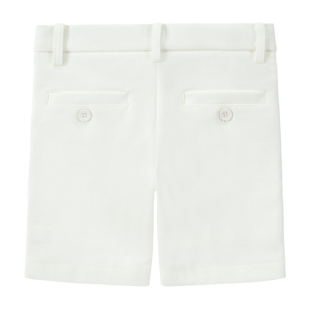 Ivory Stretch Pique Dress Shorts