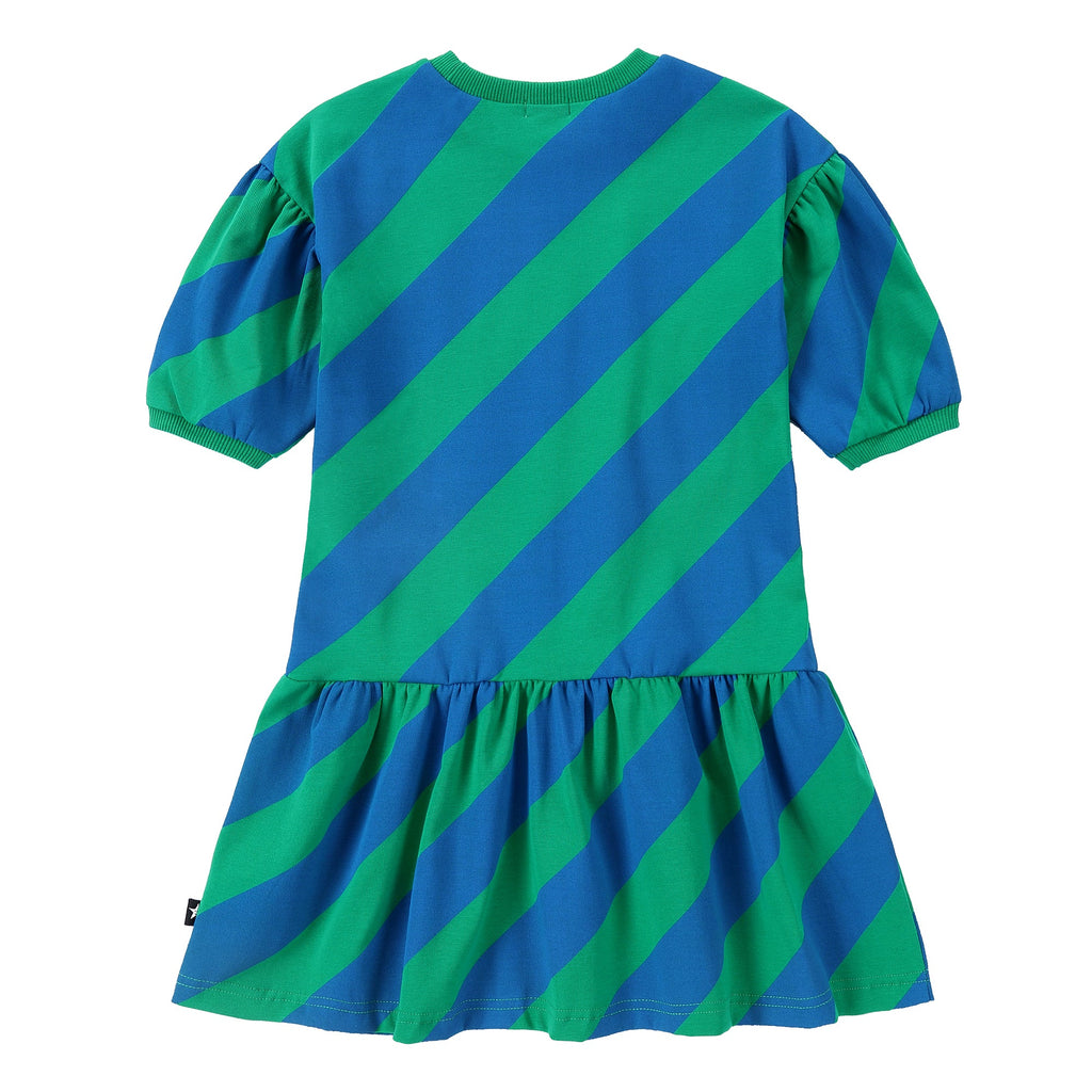 Green and Blue Diagonal Stripe Dress