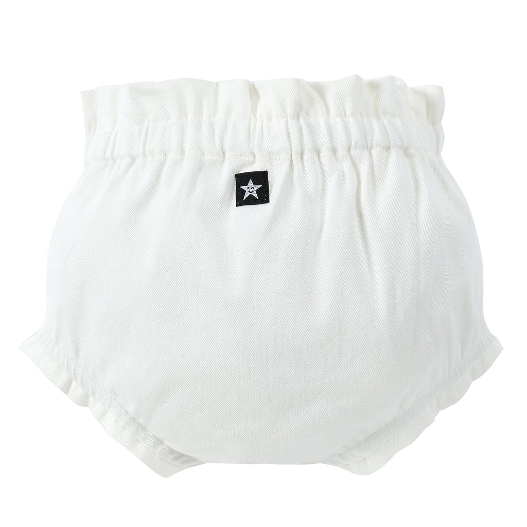 White Denim Ruffle Bloomer