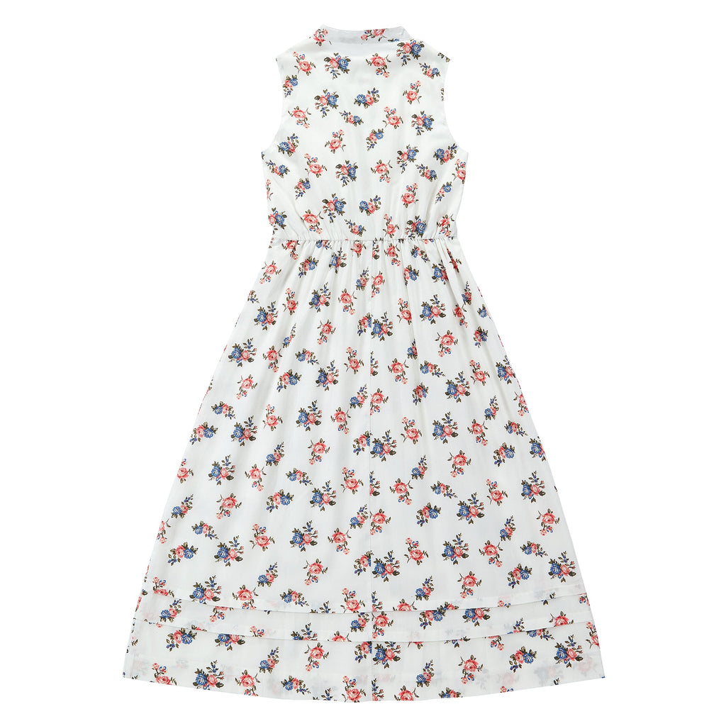 White Floral Tiered Sleeveless Dress