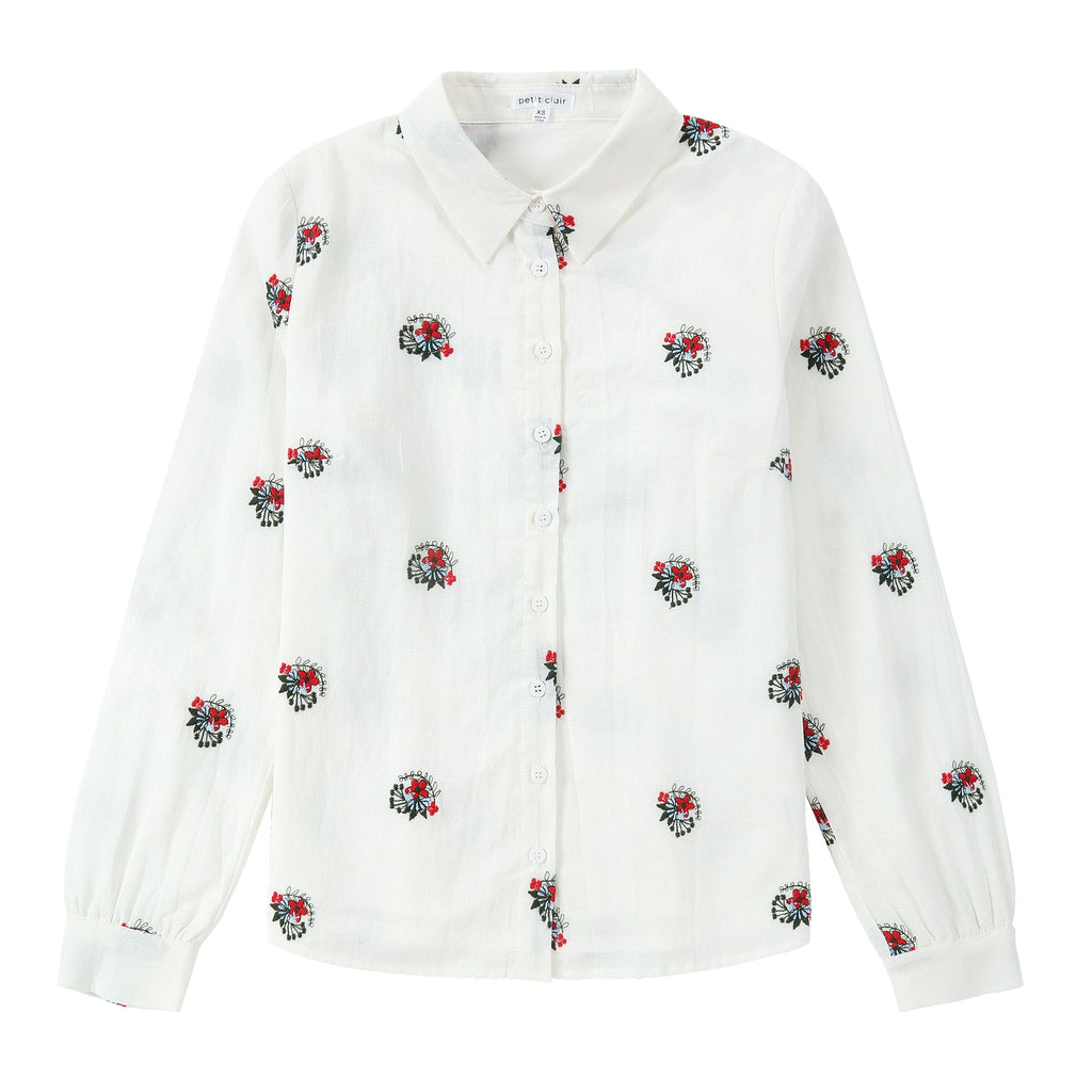 Embroidered Floral Button Down Shirt