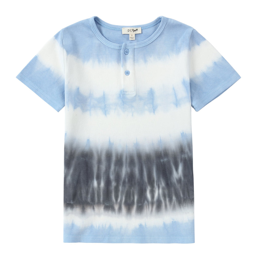 Blue and Grey Tie Dye Henley