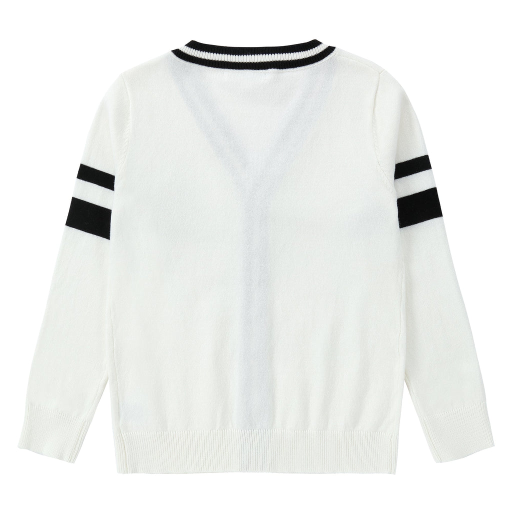 White Knit Cardigan With Emblem