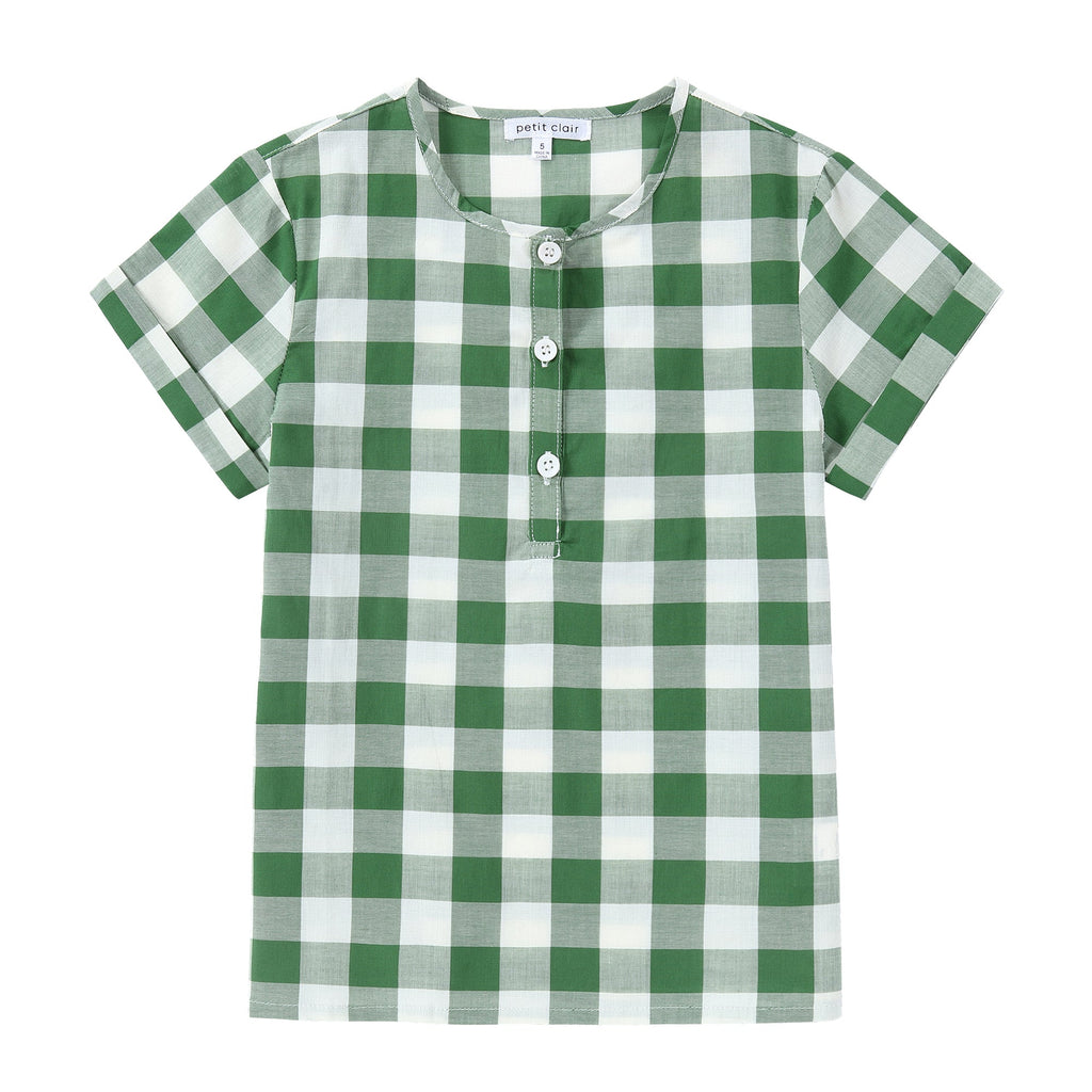 Gingham Print Mandarin