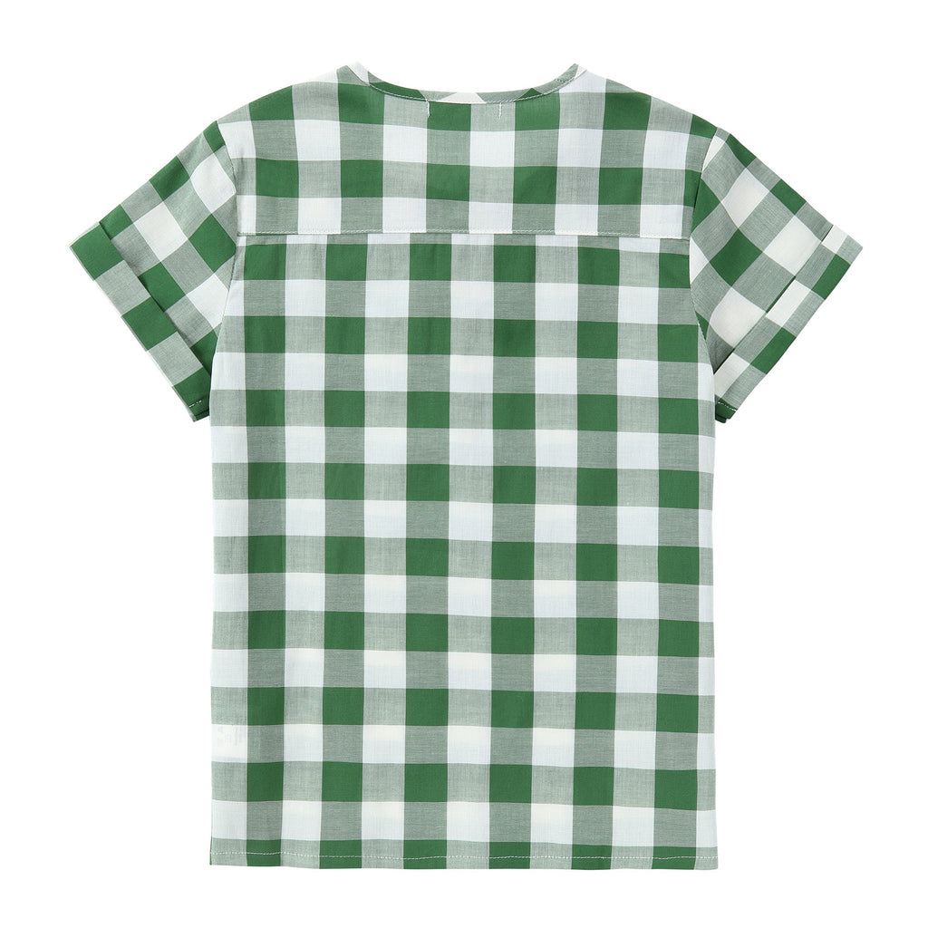 Gingham Print Mandarin