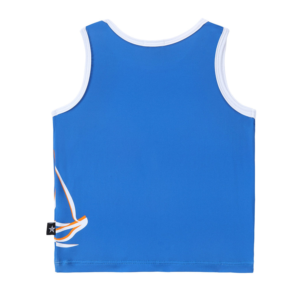 Royal Blue Tank Rashguard With Boat Print