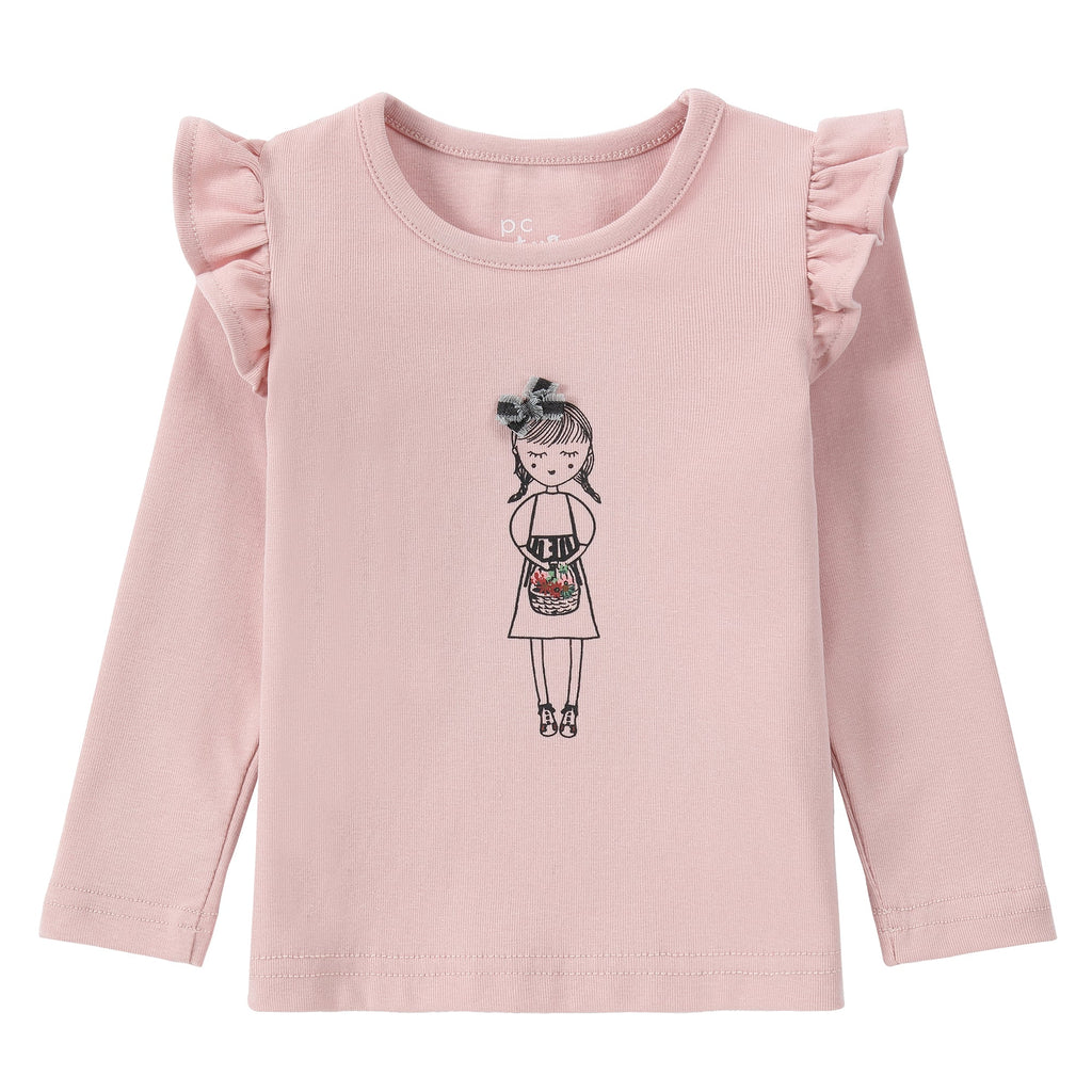 Pink Long Sleeve T-Shirt With Doll Print