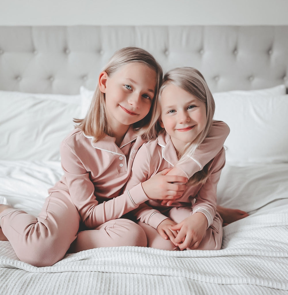 Light Pink Collar Pajama With White Accents